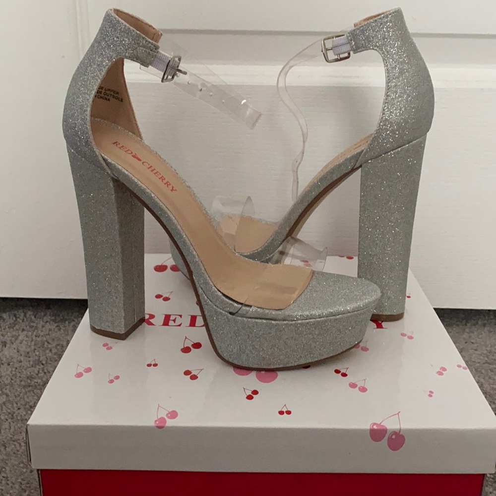 Brand new Sparkling Silver thick heel! Never worn! Still in box!
